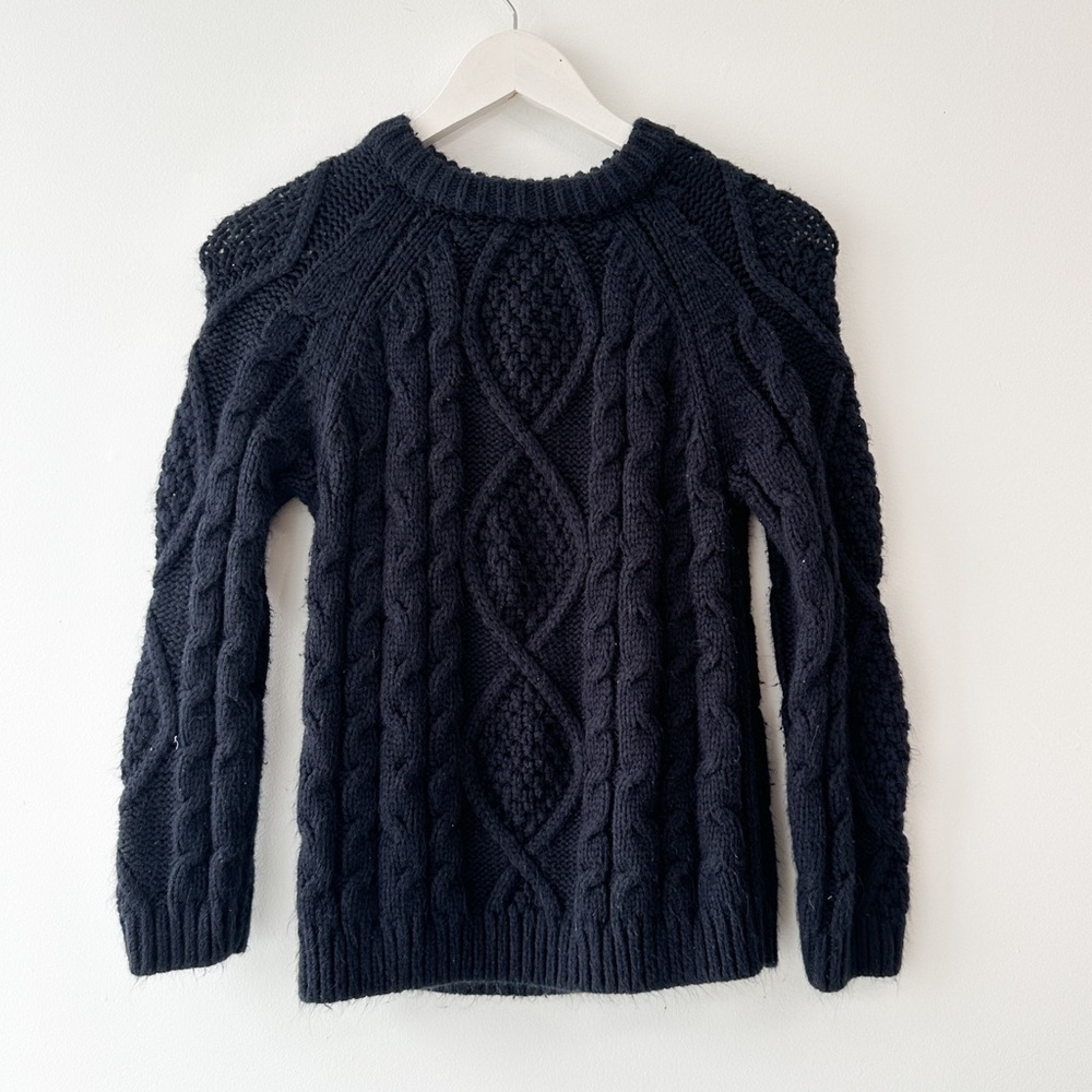 Zara Cable Knit Crewneck Sweater - Dark Navy - Size 11-12